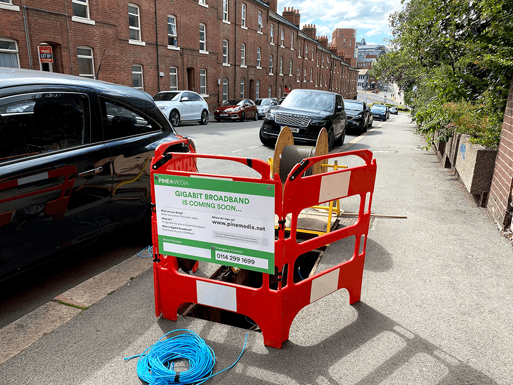 Fibre cable drum ready for deployment
