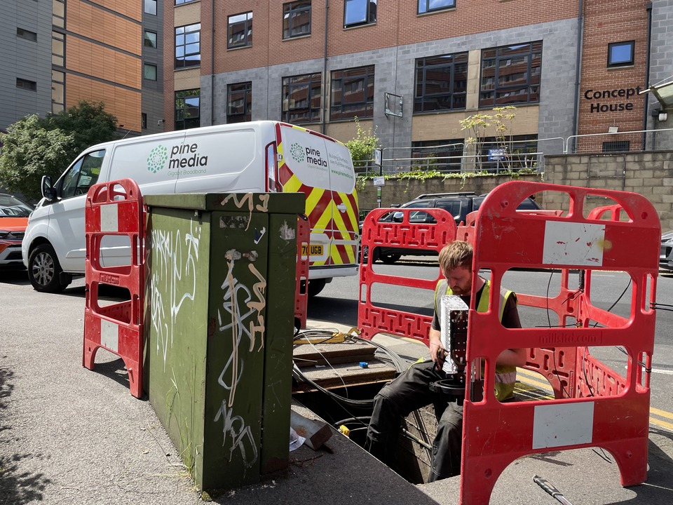 Urban fibre jointing work in progress